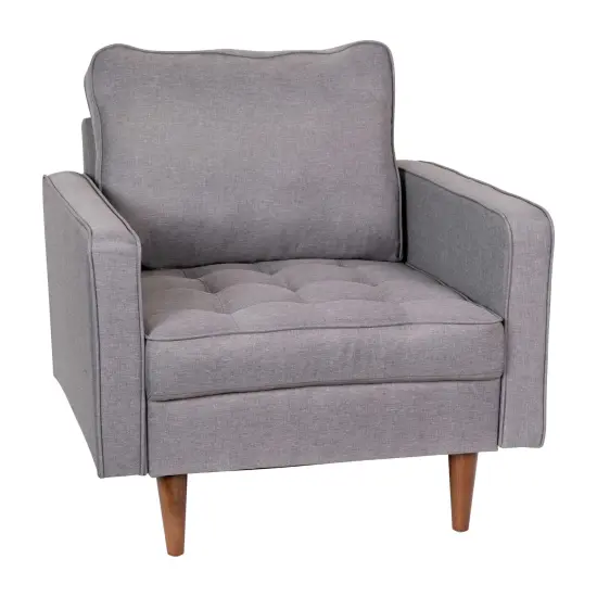 Merrick Lane Garibaldi Mid-Century Modern Armchair with Tufted Upholstery & Solid Wood Legs Slate Gray {2}