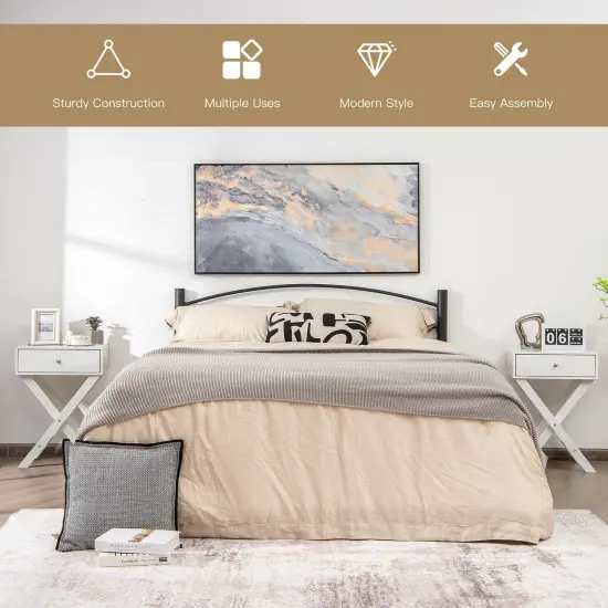 X Shaped Base Side Nightstand with 1 Drawer Perfect for Place to Plant and Photo Frame or Any Decorative Item White {4}