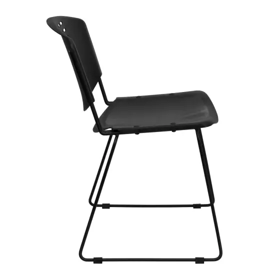 Emma and Oliver 400 lb. Capacity Plastic Stack Chair with Black Frame {5}