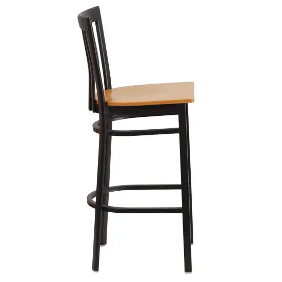 Emma and Oliver School House Back Metal Restaurant Dining Barstool Mahogany/BlackMetal {9}
