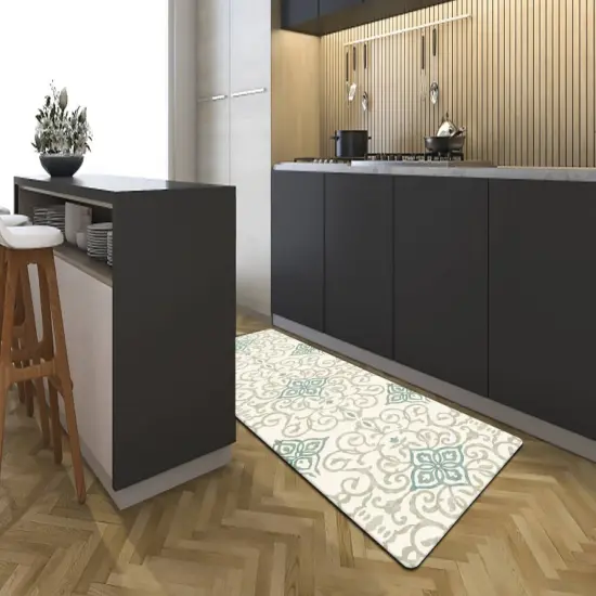 Rustic Medallion Cream 20" X 55" Anti-Fatigue Kitchen Runner Mat {1}