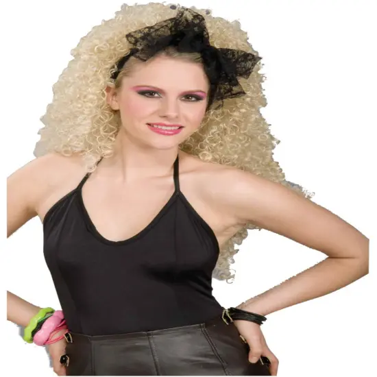 Adult'sVintage Gothic 80s Lace Hair Headband Scarf Costume Accessory {1}