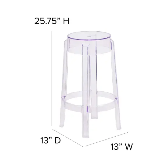 Emma and Oliver 25.75'' High Transparent Counter Height Stool Clear {5}