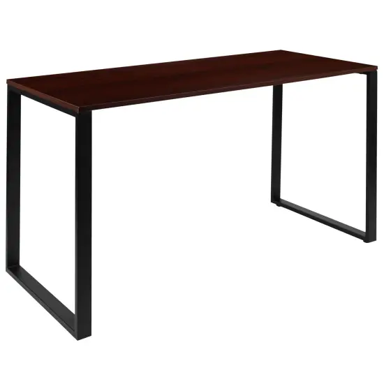 Merrick Lane Corbin 55" Computer Desk with Open Metal Frame Mahogany {1}