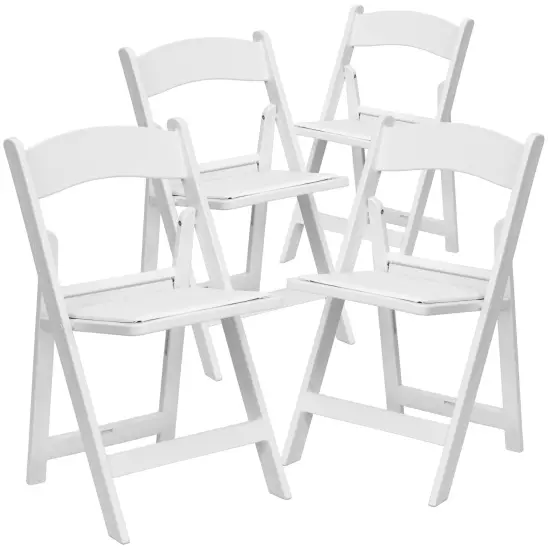 Emma and Oliver Set of 4 800 lb Weight Capacity Indoor/Outdoor Resin Folding Chairs Black {6}