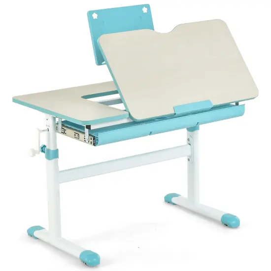 Height-Adjustable Kids Desk with Tilt Desktop and Book Stand-Pink {4}