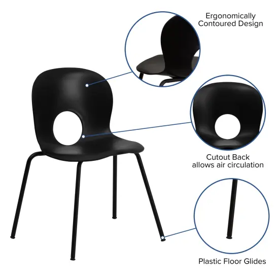 Emma and Oliver Multipurpose Designer Plastic Cafe Stack Chair Black {2}