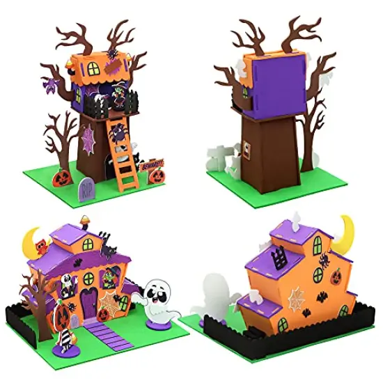 JOYIN 2 Pack Halloween Foam Haunted House 3D Craft Kit for Kids, 3D Halloween Tree House and Pumpkin Haunted House, Halloween Art and Craft DIY Kit, Halloween Party Favors Party Decoration {6}