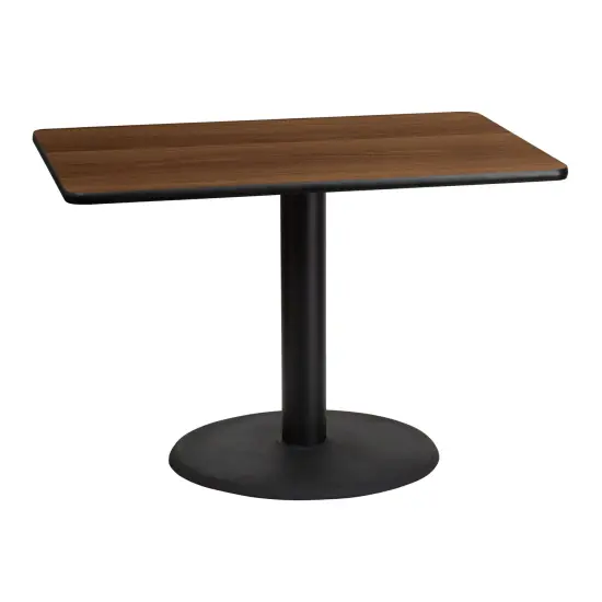 Emma and Oliver 30"x42" Rectangular Laminate Table with 24" Round Table Base Walnut {1}
