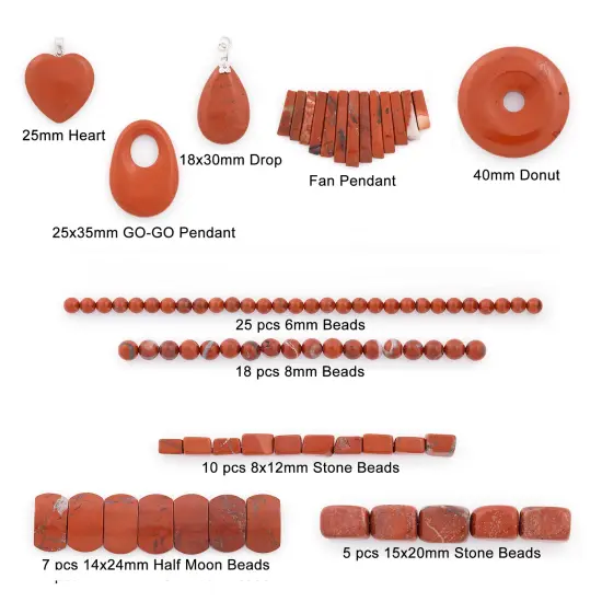 Red Jasper Natural Gemstone Beads for Jewelry Making Value Pack {3}
