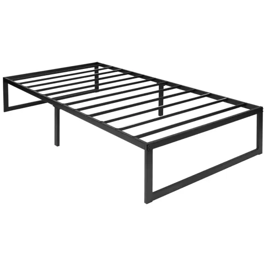 Merrick Lane Varallo 14 Inch Steel Bed Frame With Steel Slat Support For Any Mattress (No Box Spring Required) {1}