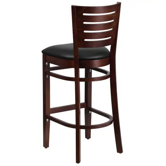 Emma and Oliver Slat Back Wooden Restaurant Dining Barstool WalnutWood {8}