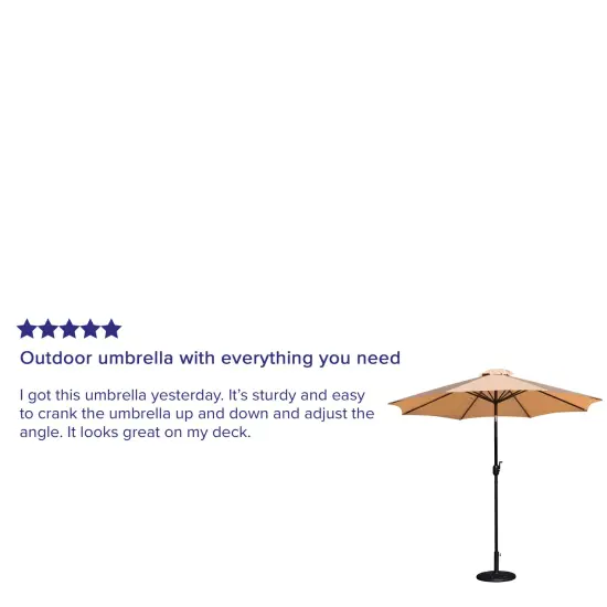 Merrick Lane Bali Patio Umbrella with Base - 9' Polyester Patio Umbrella - 30+ UV Protection - Waterproof Cement Base with 1.5" Diameter Aluminum Pole Teal {8}