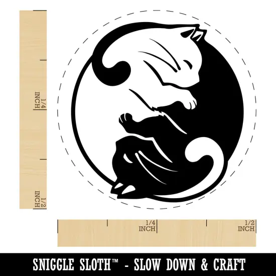 Yin and Yang Cats Curled Up Together Self-Inking Rubber Stamp for Stamping Crafting Planners UV {1}