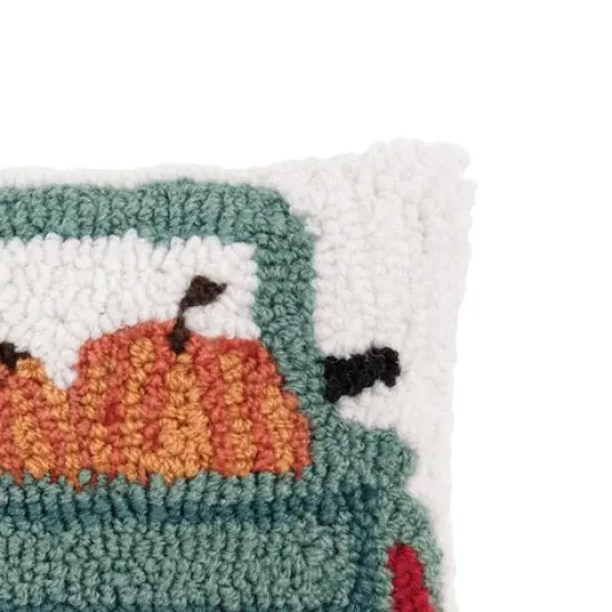 Pumpkin Pickup Truck Hooked Fall Mini Accent Pillow 8" x 8" {4}