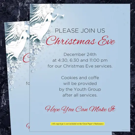 Great Papers! Winter Snow Angel Holiday Letterhead, Invitations and Announcements, Printer Friendly, 8.5"x11", 50 Pack {3}