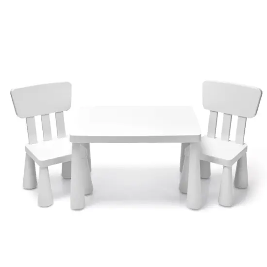 3 Pieces Toddler Multi Activity Play Dining Study Kids Table and Chair Set White {6}