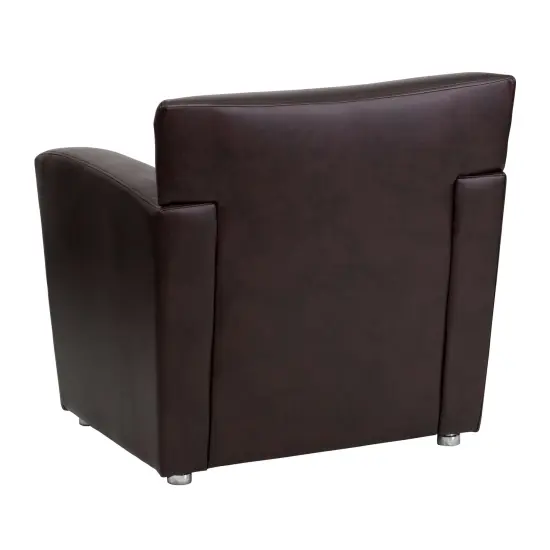 Emma and Oliver LeatherSoft Reception/Living Room Chair with Extended Panel Arms Brown {3}