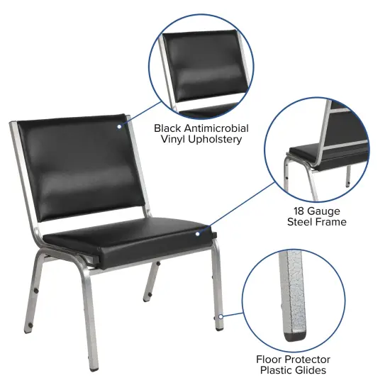 Emma and Oliver 1000 lb. Rated Antimicrobial Bariatric medical Reception Chair Black Vinyl {2}