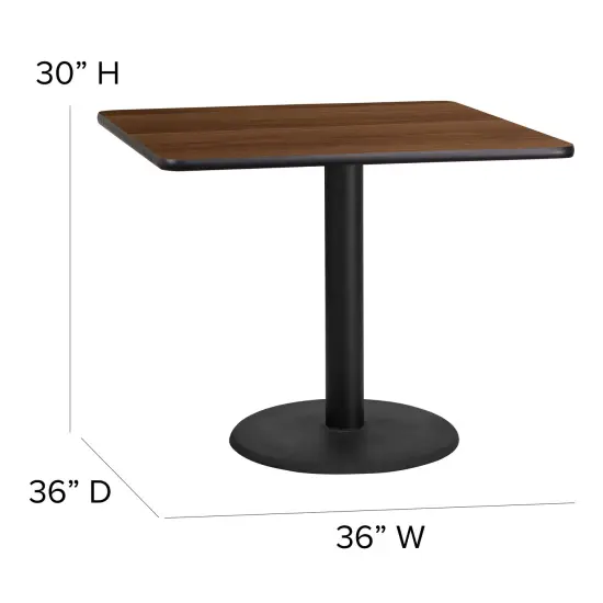 Emma and Oliver 36" Square Laminate X-Base Table Set with 4 Ladder Back Chairs NaturalTop/BlackVYL {3}