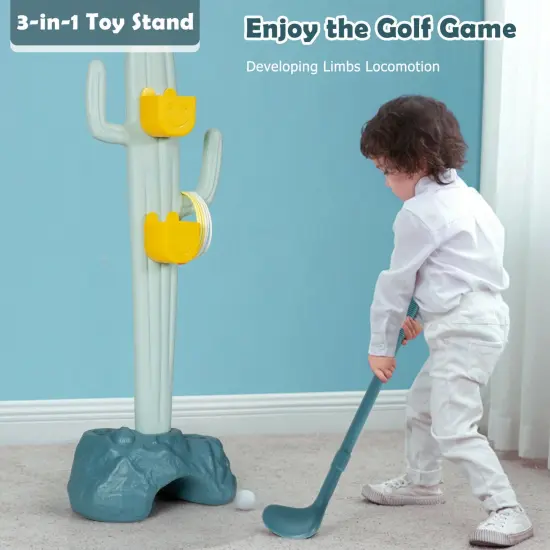 3-in-1 Cactus Toy Stand Sports Activity Center with Golf and Ring-Toss {6}