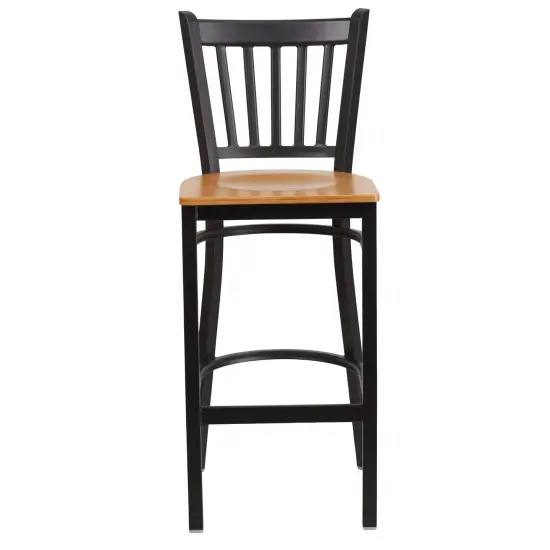 Emma and Oliver Vertical Back Metal Restaurant Dining Barstool Natural/BlackMetal {3}