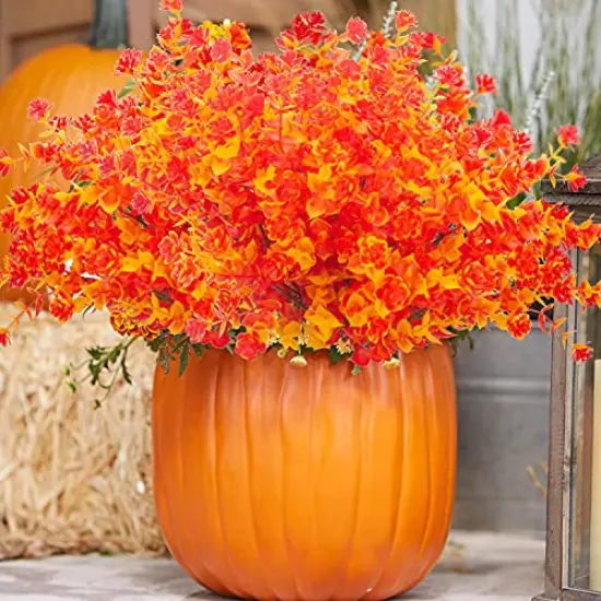 Artificial Fall Flowers, Fake Outdoor UV Resistant Autumn Plants for Home Kitchen Christmas Festival Thanksgiving Autumns Decoration(Gold Yellow) {5}