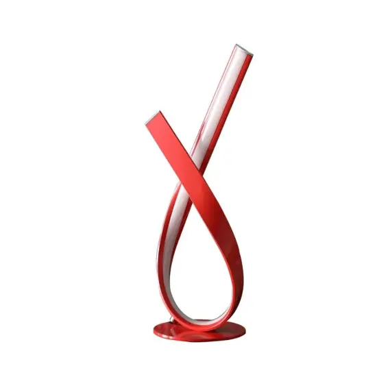 Yeah Depot 17" Abstract Upright Ribbon Bow LED Metal Table Lamp Red {1}