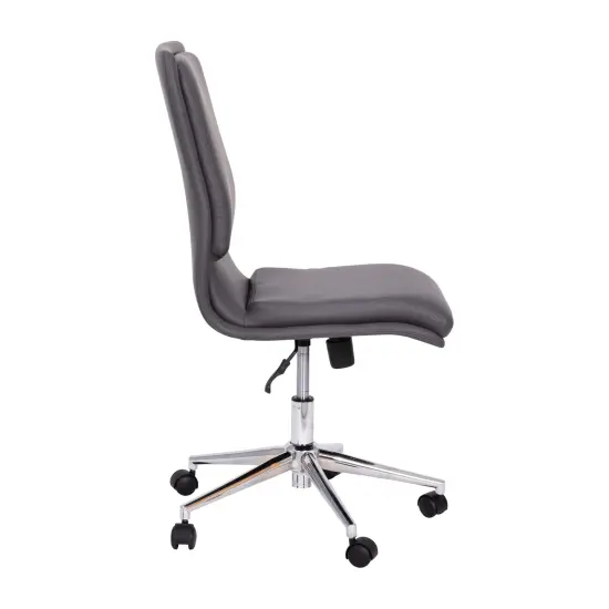 Merrick Lane Artemis Mid-Back Armless Home Office Chair with Height Adjustable Swivel Seat and Five Star Chrome Base Gray {5}