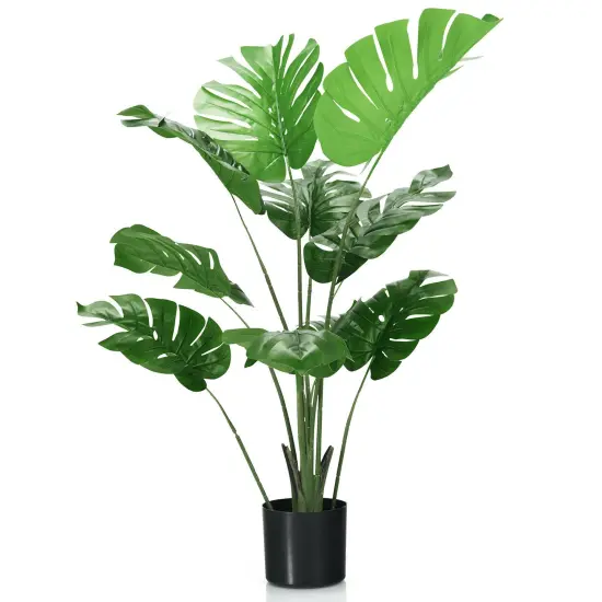 4 Feet Artificial Monstera Deliciosa Tree with 10 Leaves of Different Sizes {1}