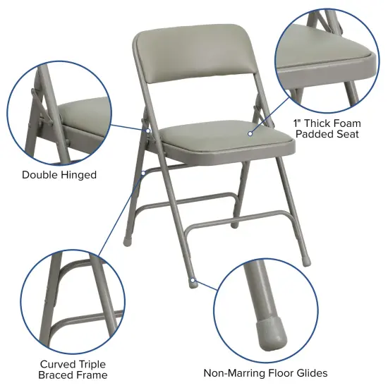Emma and Oliver 4 Pack Home & Office Portable Party Events Padded Metal Folding Chair NavyFabric/GrayFrame {7}