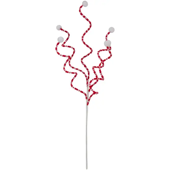 Northlight 24" Red and White Striped Candy Cane Curls Christmas Spray {1}
