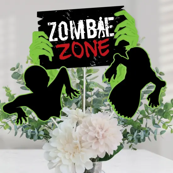 Big Dot of Happiness Zombie Zone - Halloween or Birthday Zombie Crawl Party Centerpiece Sticks - Table Toppers - Set of 15 {1}
