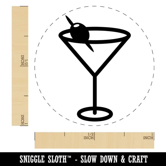 Martini Cocktail with Olive Self-Inking Rubber Stamp for Stamping Crafting Planners Sky Blue {1}