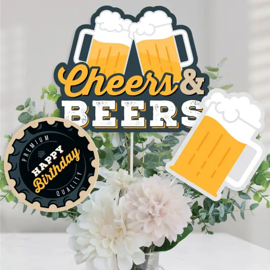 Big Dot of Happiness Cheers and Beers Happy Birthday - Birthday Party Centerpiece Sticks - Table Toppers - Set of 15 {1}