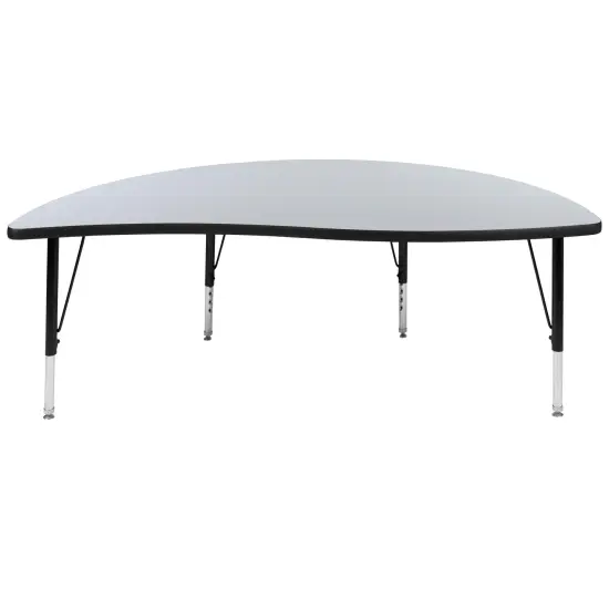 Emma and Oliver 60" Half Circle Wave Flexible Collaborative Kids Adjustable Height Activity Table Grey {5}