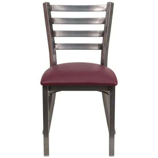 Emma and Oliver Clear Coated Ladder Back Metal Restaurant Dining Chair BurgVYL/ClearCoated {2}