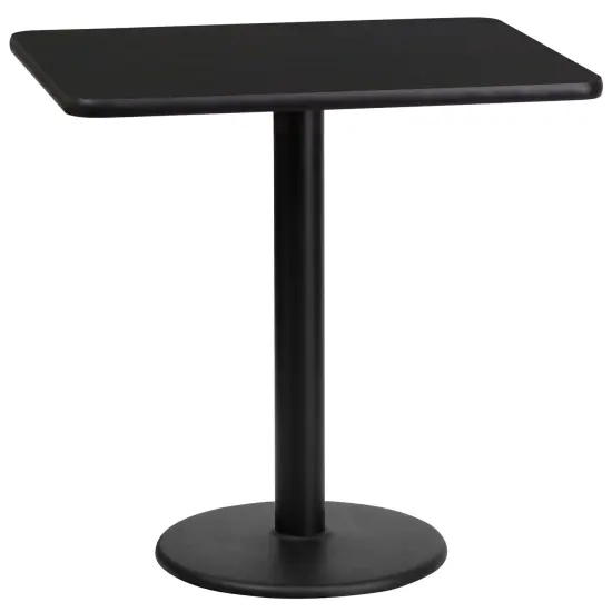 Emma and Oliver 24"x30" Rectangular Laminate Table with 18" Round Table Base Black {3}