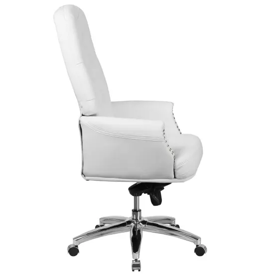 Merrick Lane Yennefer Faux Leather Office Chair with Ergonomic Lumbar Support and Button Tufted High-Back Design White {5}