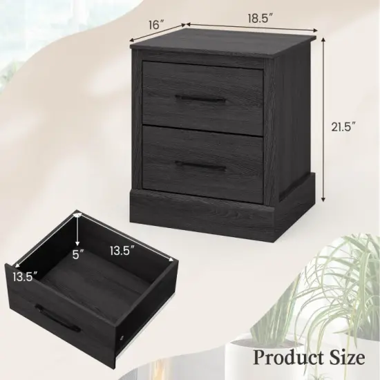 Wood Compact Floor Nightstand with Storage Drawers-Dark grey {4}
