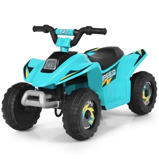 6V Kids Electric 4 Wheels Ride-On Toy with Wear-Resistant Wheels for Indoor Outdoor Use Blue {3}