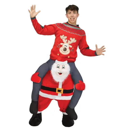 Fun World Carry Me Santa Adult 3D Character Pants Christmas Costume - Standard Red {1}