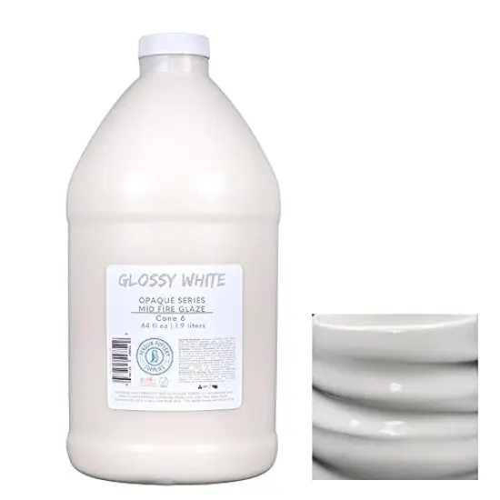 Penguin Pottery - 1/2 Gallon Mid Fire Glossy White Glaze - Cone 5-6 for Mid Fire Clay, High Fire Clay - Ceramic Glaze Pottery (1/2 Gallon | 64 oz | 1.9 L) {1}