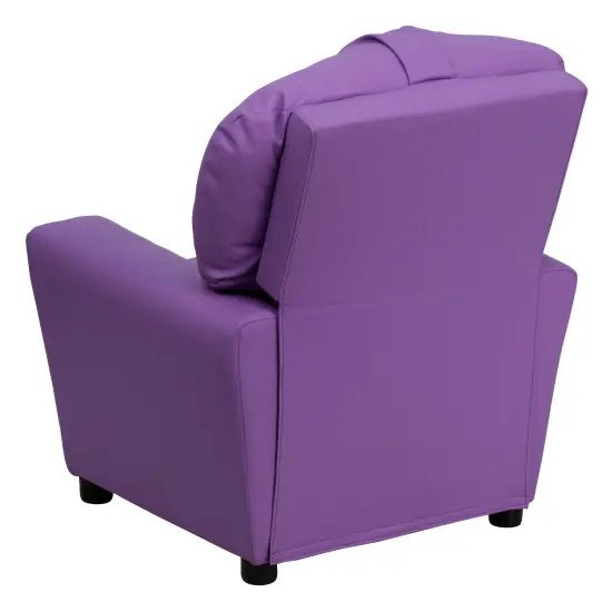 Emma and Oliver Contemporary Kids Recliner with Cup Holder Lavender Vinyl {3}