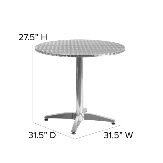 Emma and Oliver 31.5'' Round Aluminum Indoor-Outdoor Table with Base {5}