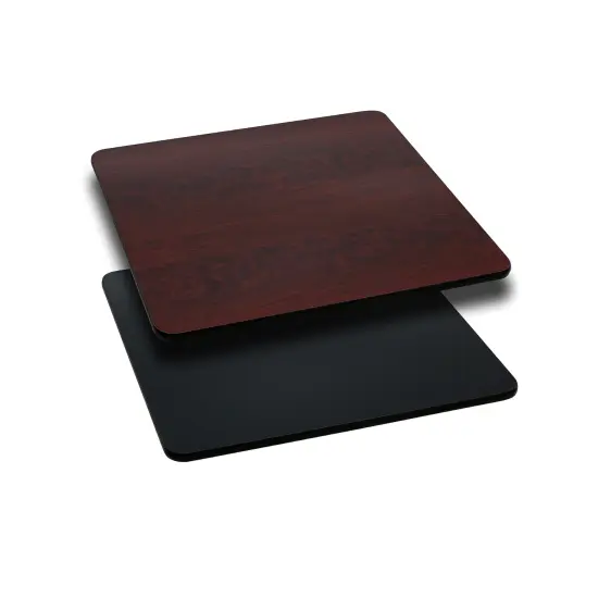 Emma and Oliver 24" Square Table Top with Reversible Laminate Top Black/Mahogany {1}