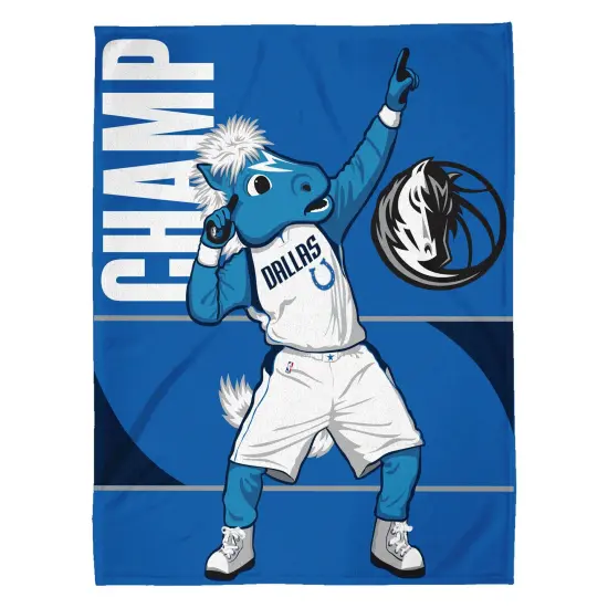 Sleep Squad Dallas Mavericks Champ Mascot 60&rdquo; x 80&rdquo; Raschel Plush Basketball Blanket {2}