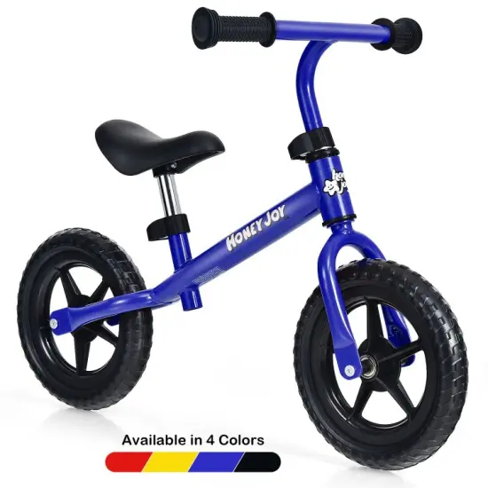 Kids No Pedal Balance Bike with Adjustable Handlebar and Seat Blue {6}
