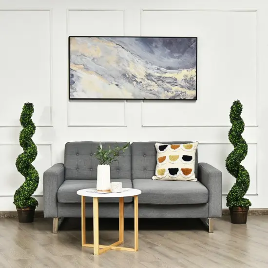 2 Pack 4 Feet Artificial Spiral Boxwood Topiary Indoor Outdoor Decor {6}