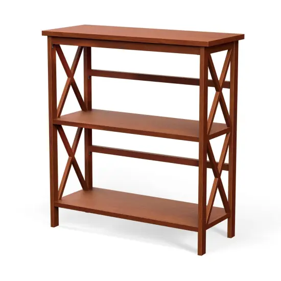 3-Tier Multi-Functional Storage Shelf Units Wooden Open Bookcase and Bookshelf Natural {3}